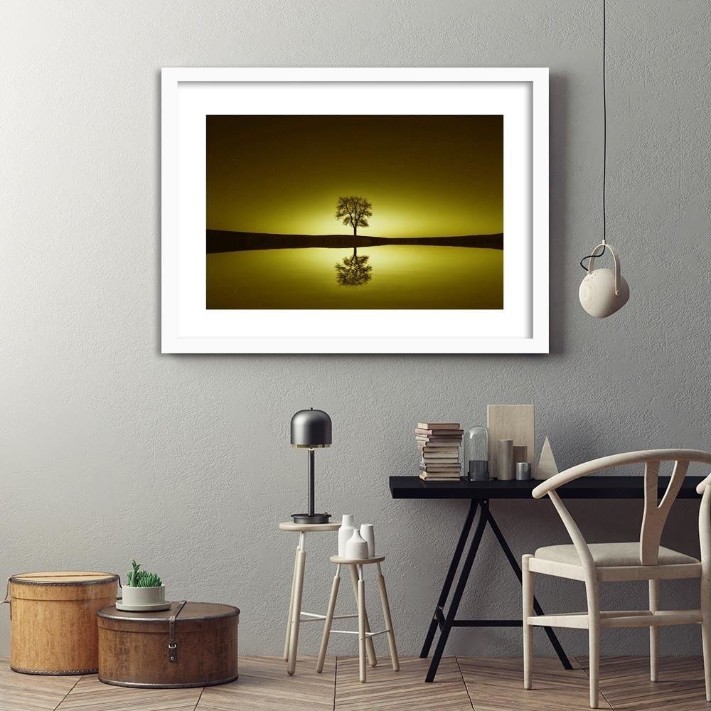 Glezna baltā rāmī - Tree Under The Starry Sky Home Trends DECO