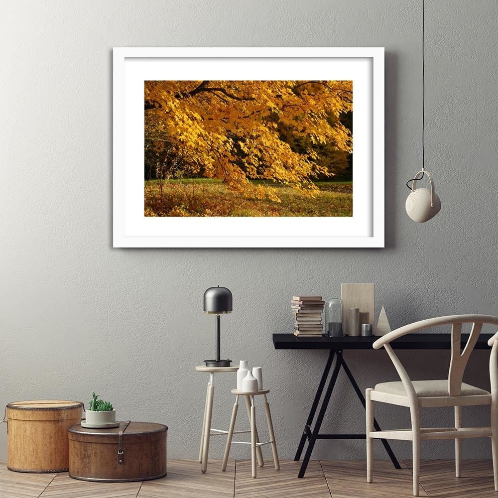 Glezna baltā rāmī - Tree With Yellow Leafs Home Trends DECO