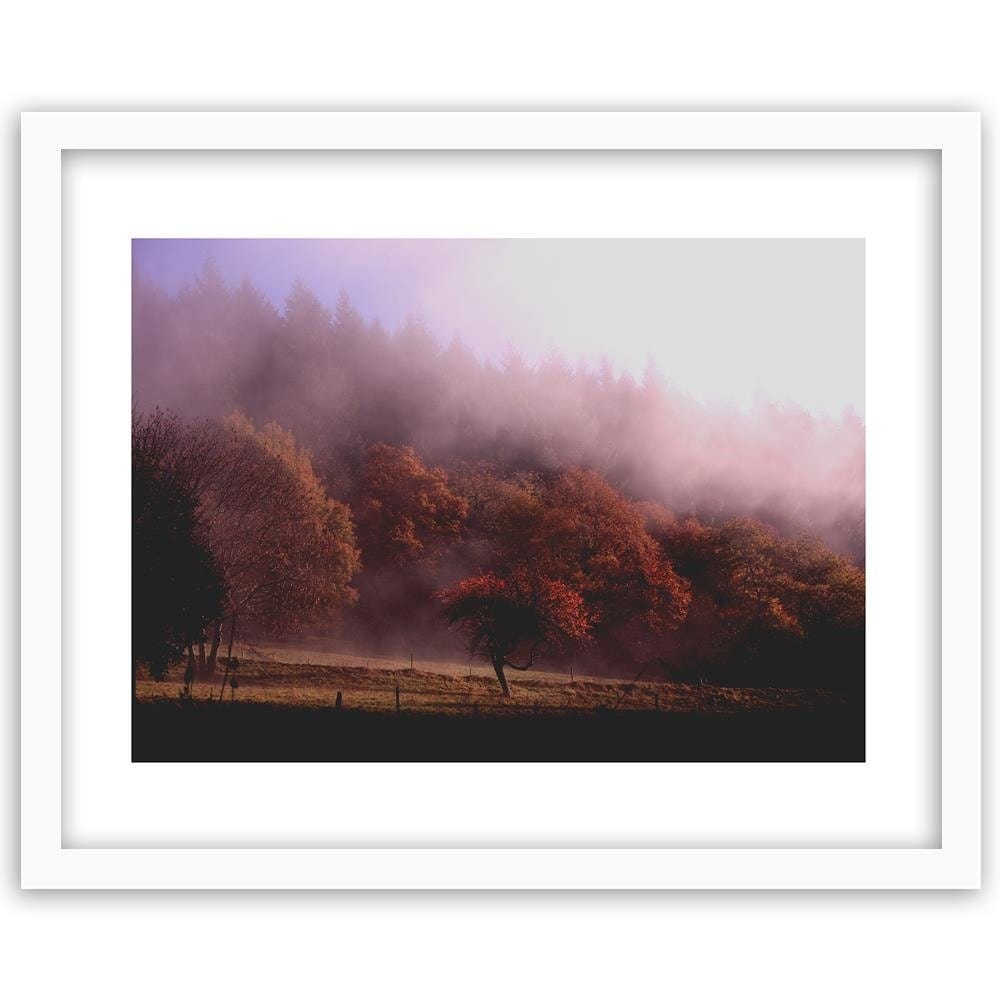 Glezna baltā rāmī - Trees In The Fog Home Trends DECO