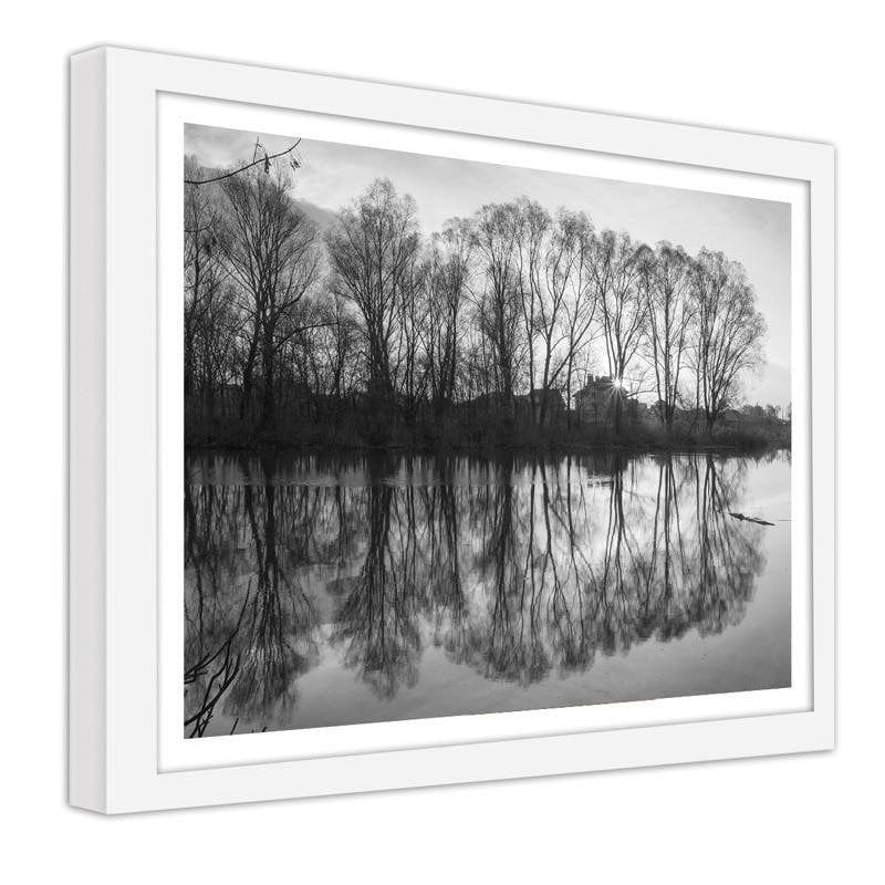 Glezna baltā rāmī - Trees in the lake Home Trends DECO