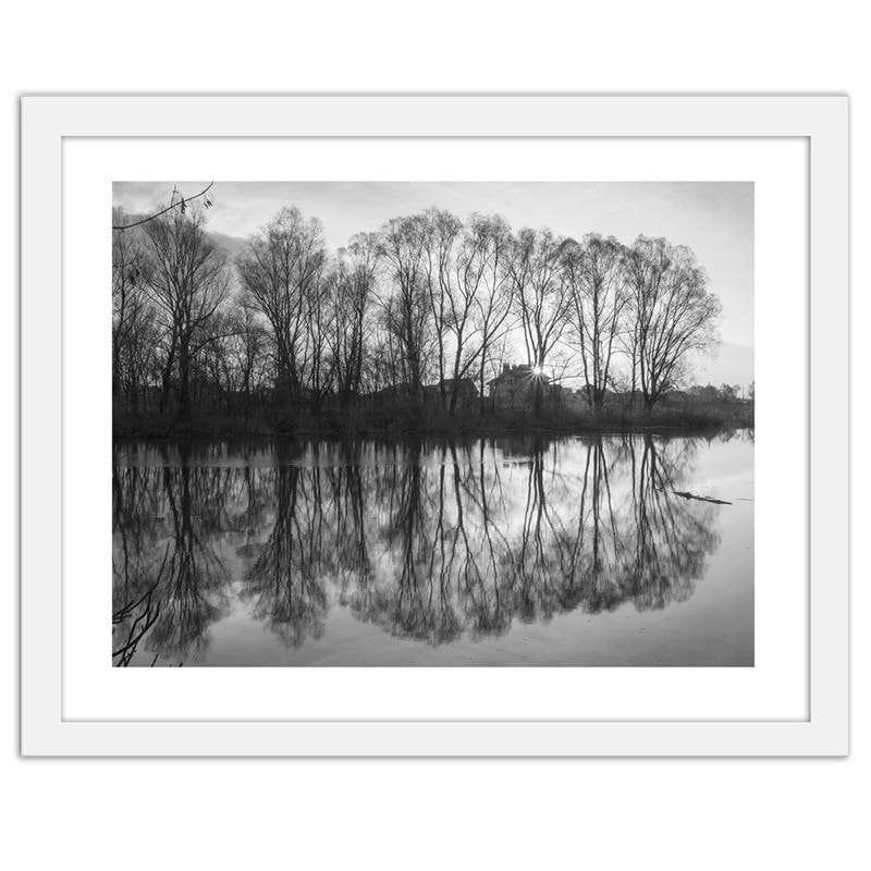 Glezna baltā rāmī - Trees in the lake Home Trends DECO