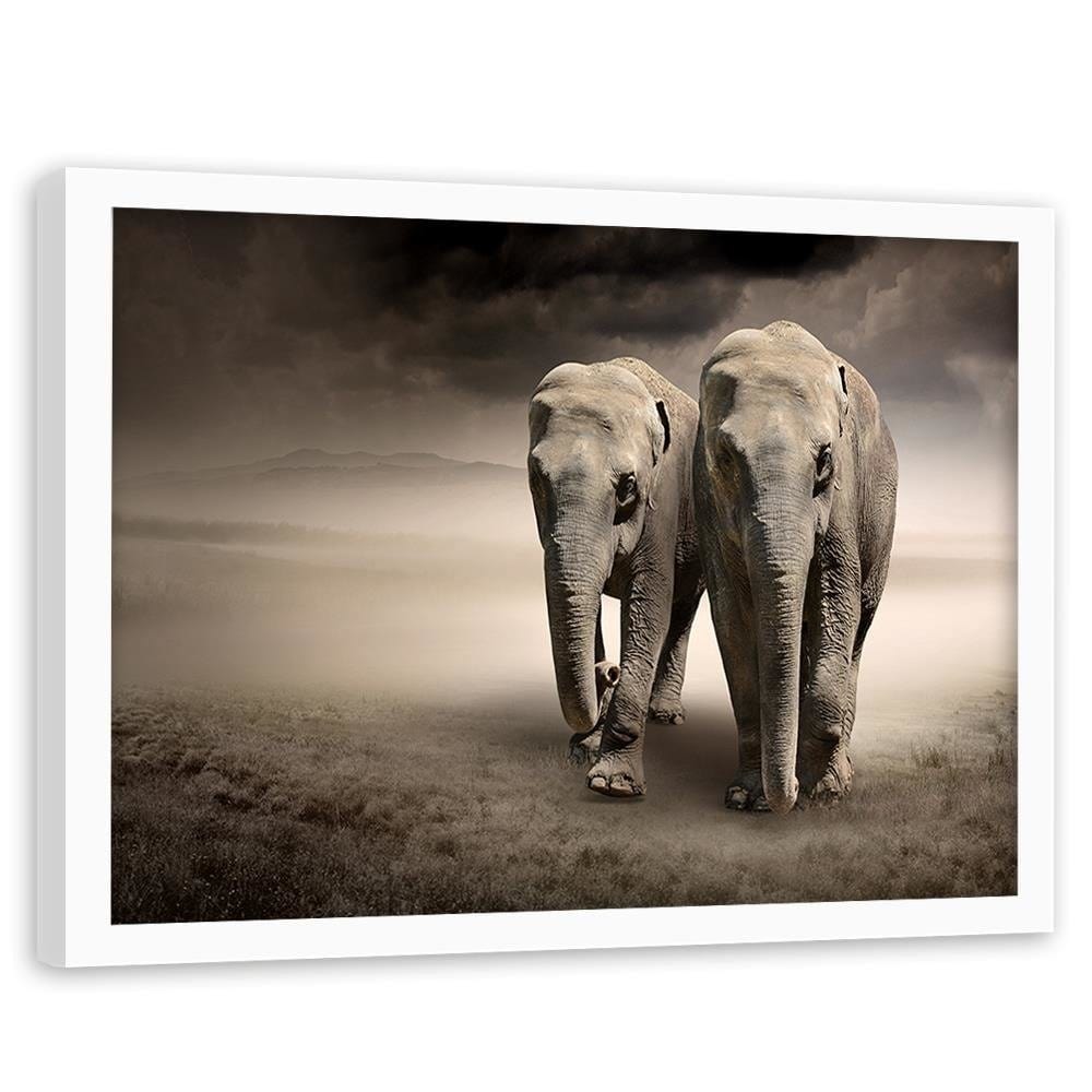 Glezna baltā rāmī - Two Elephants Home Trends DECO