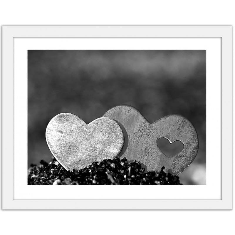 Glezna baltā rāmī - Two metal hearts Home Trends DECO