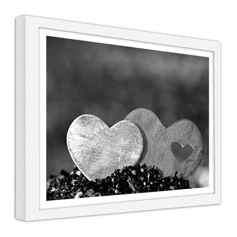 Glezna baltā rāmī - Two metal hearts Home Trends DECO