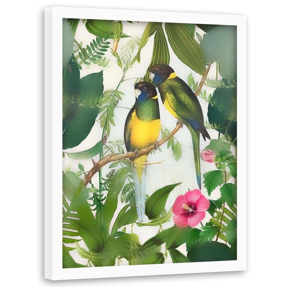 Glezna baltā rāmī - Two Parrots Home Trends DECO