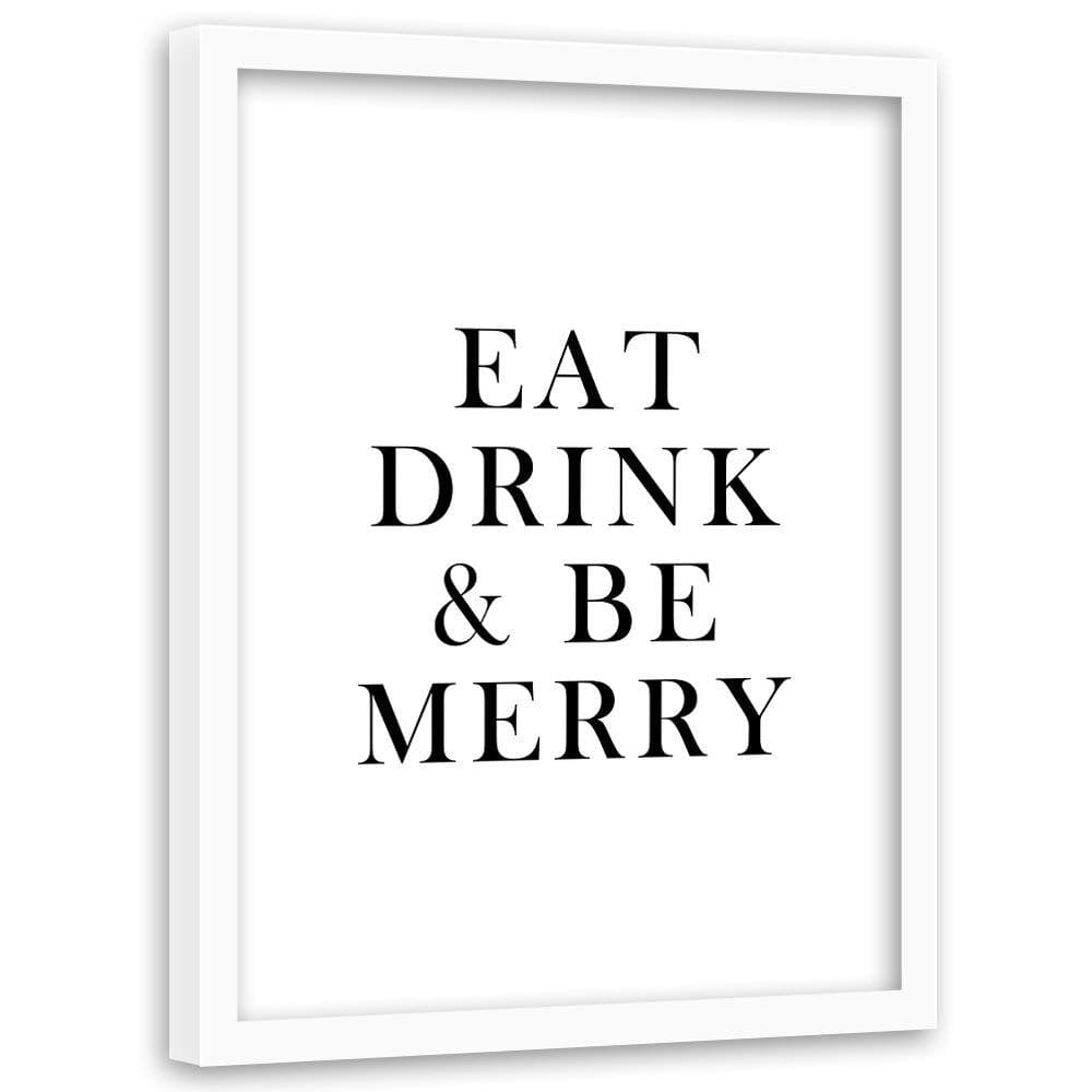 Glezna baltā rāmī - Typography Eat Drink Home Trends DECO