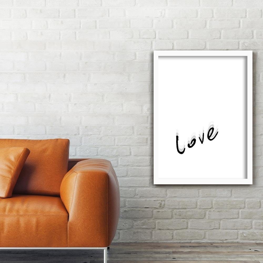 Glezna baltā rāmī - Typography Love Home Trends DECO