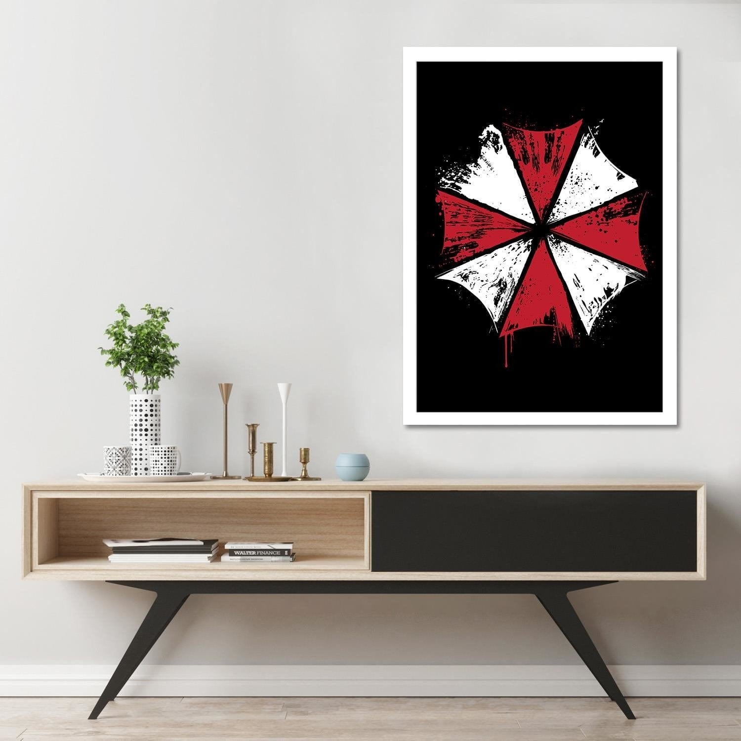 Glezna baltā rāmī - Umbrella Corp Red Home Trends DECO