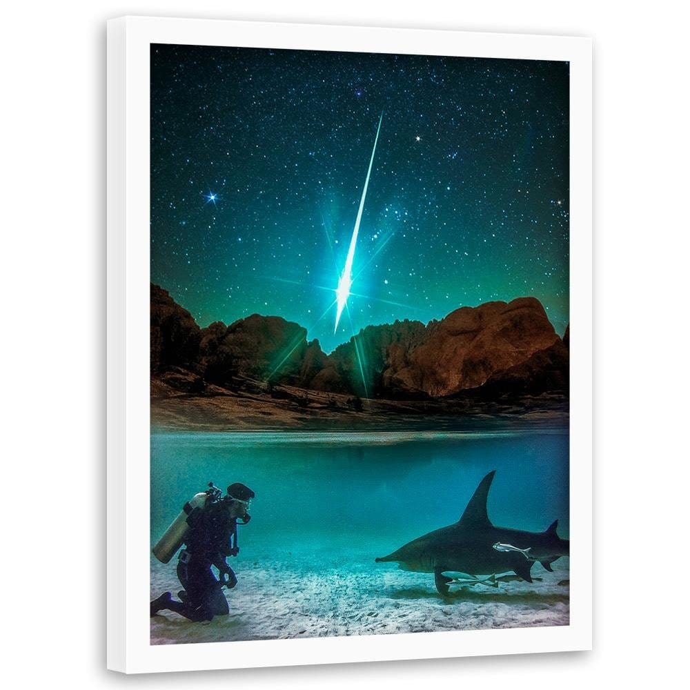 Glezna baltā rāmī - Underwater Meeting Home Trends DECO