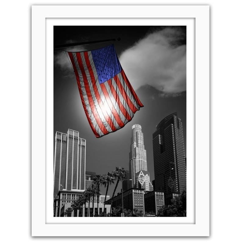 Glezna baltā rāmī - United States of America flag Home Trends DECO