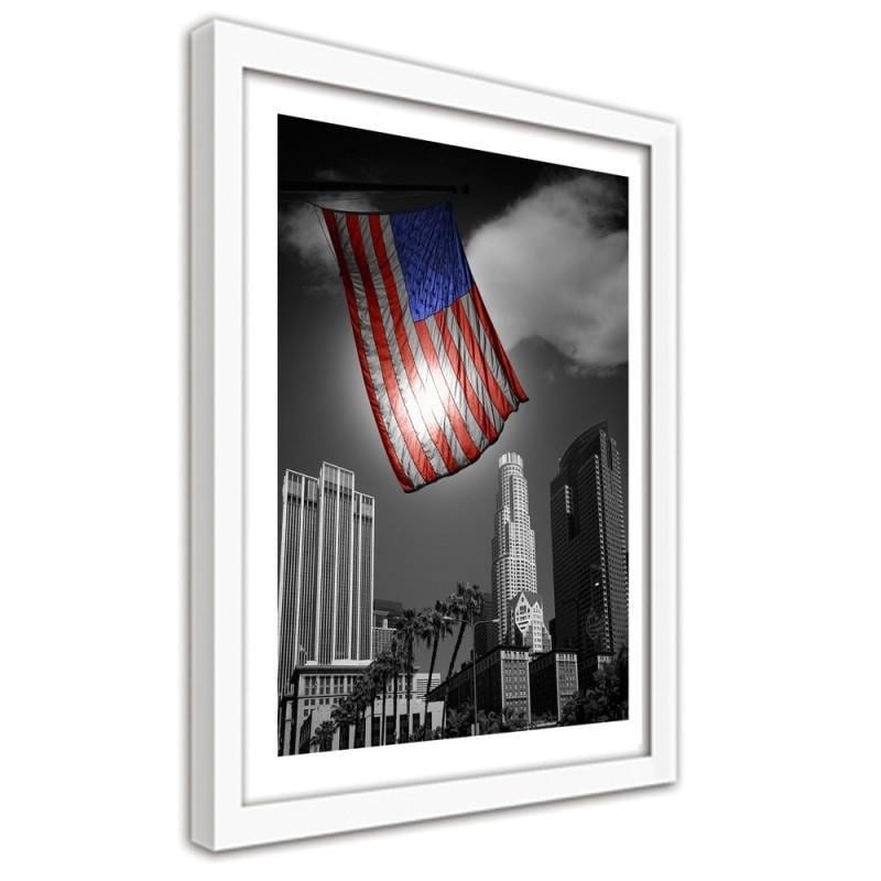 Glezna baltā rāmī - United States of America flag Home Trends DECO