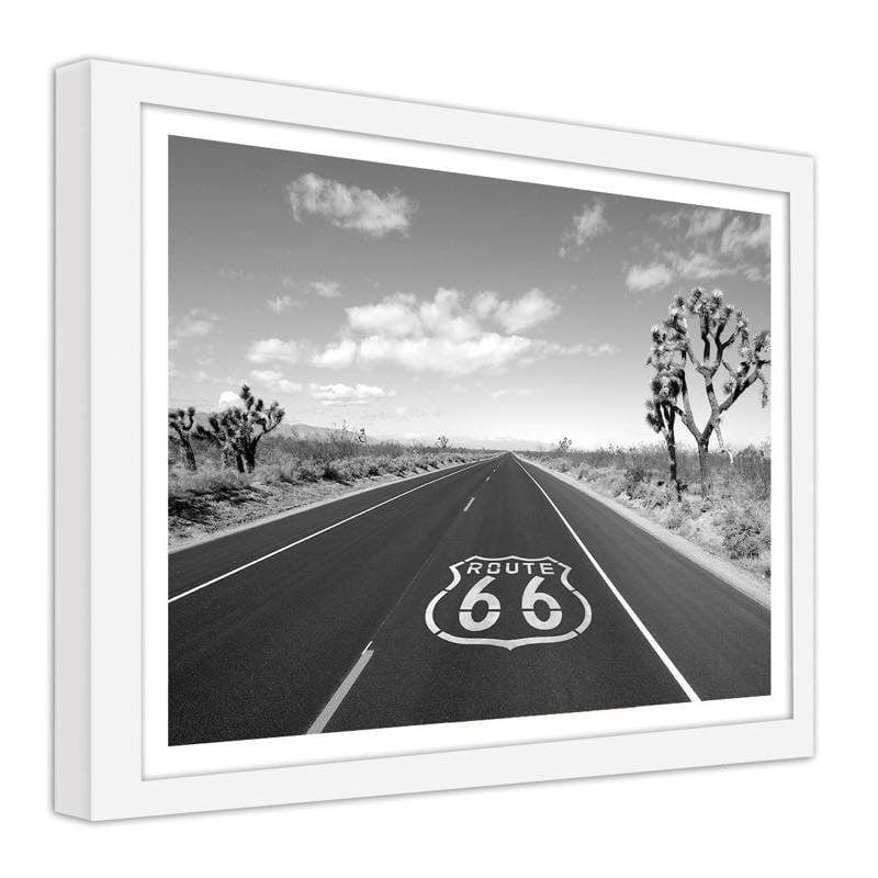 Glezna baltā rāmī - US 66 Horizontal mark Home Trends DECO