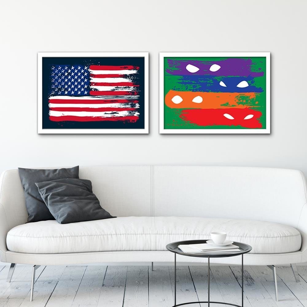 Glezna baltā rāmī - Usa Flag Home Trends DECO