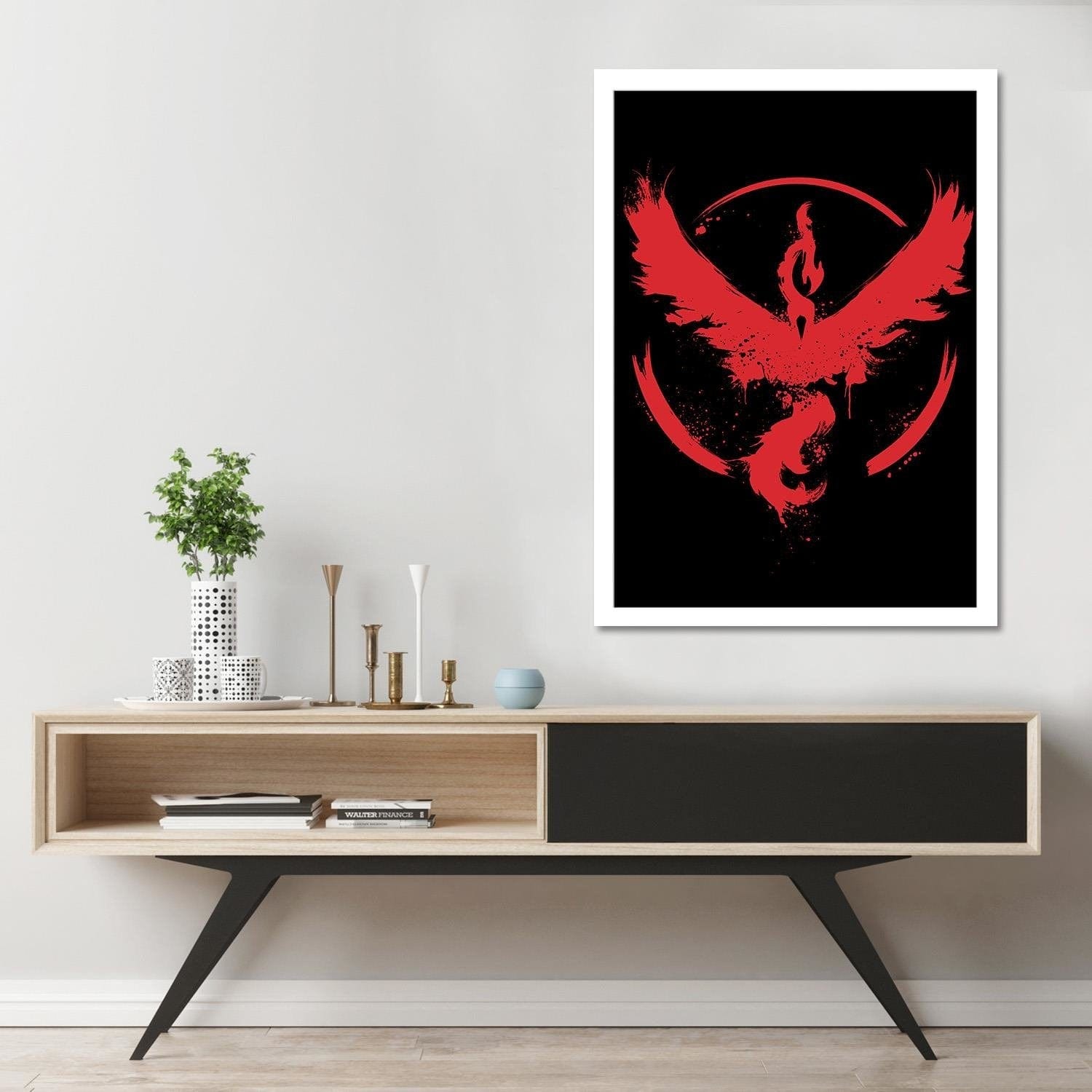 Glezna baltā rāmī - Valor Bird Red Home Trends DECO