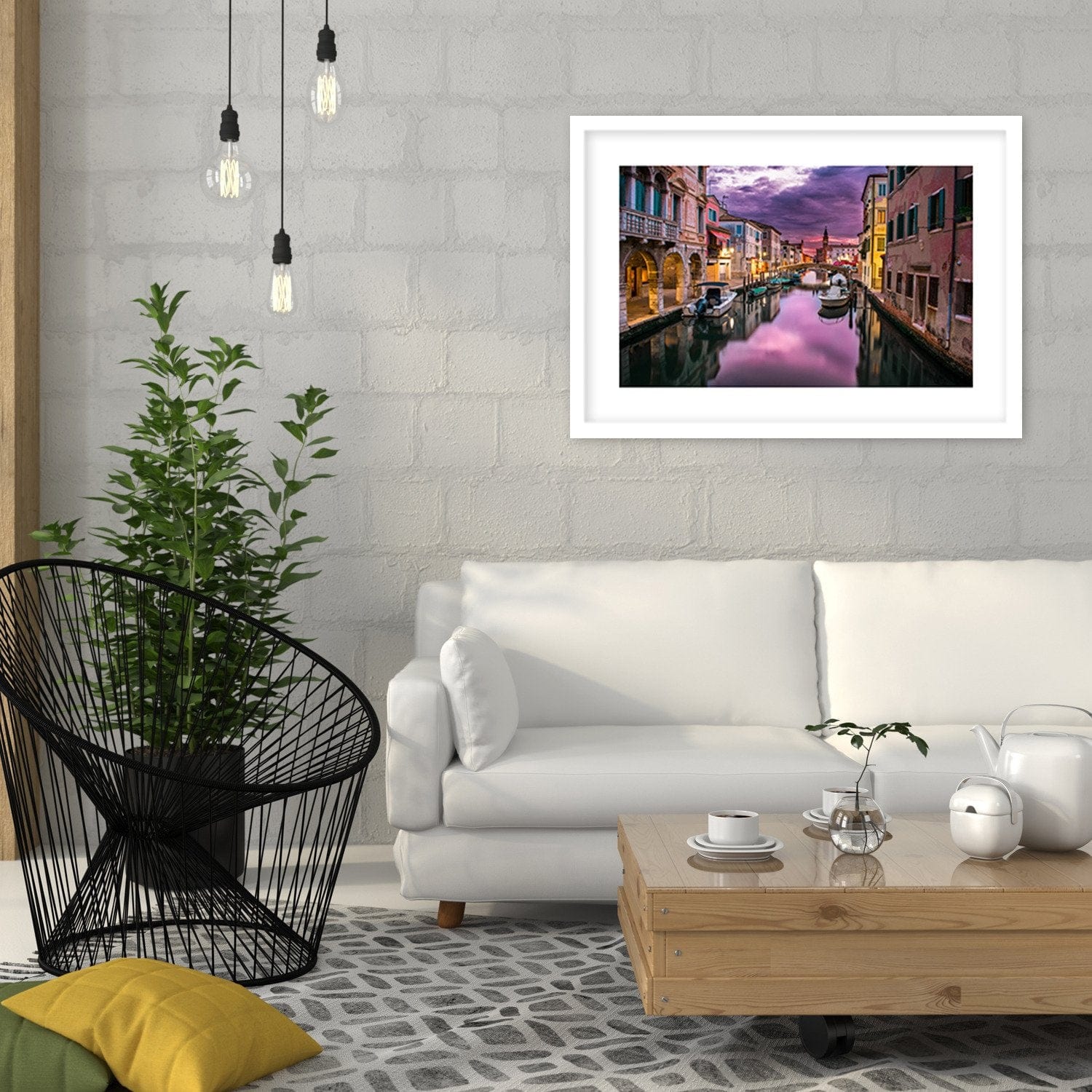 Glezna baltā rāmī - Venetian Dawn Home Trends DECO