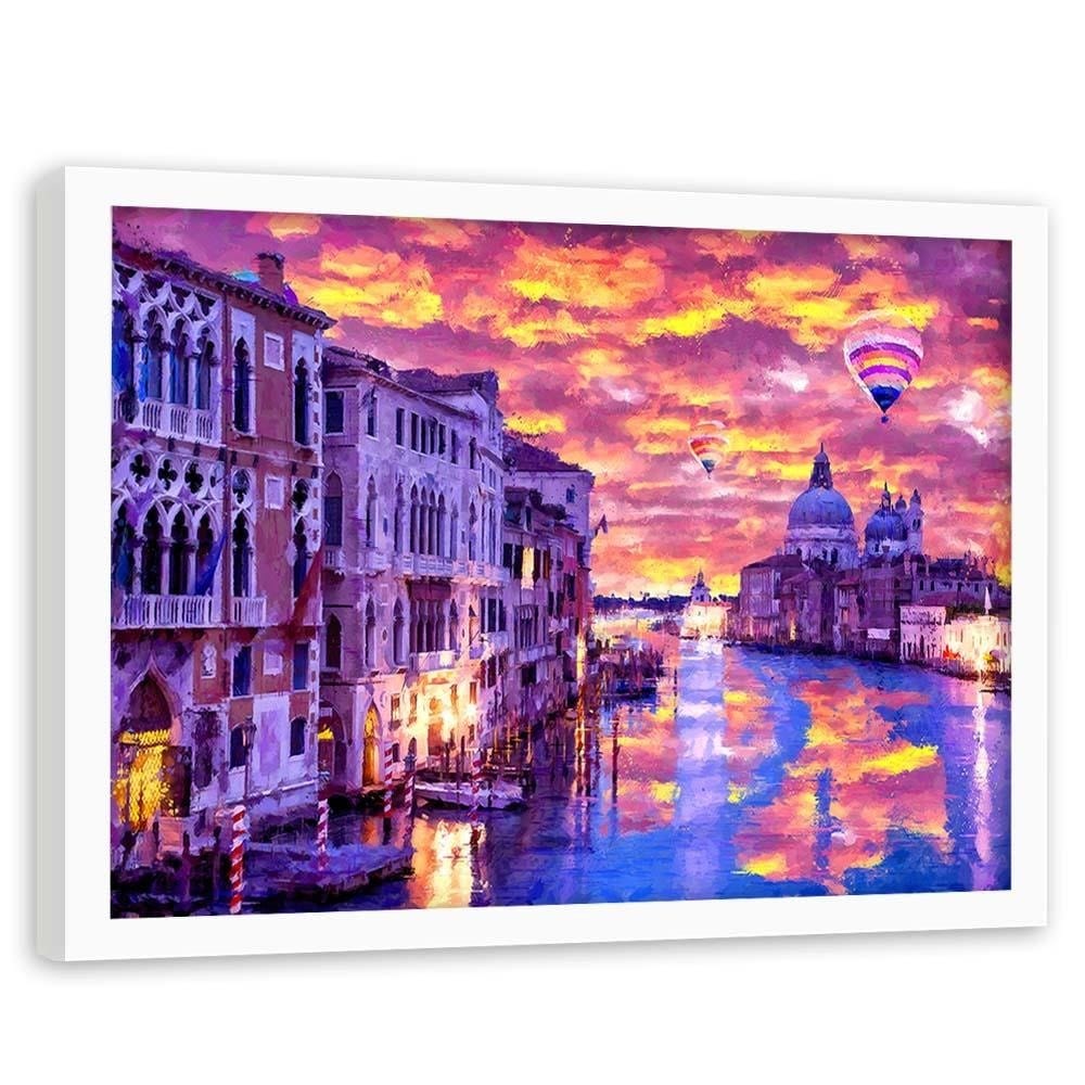 Glezna baltā rāmī - Venice Grand Canal Home Trends DECO