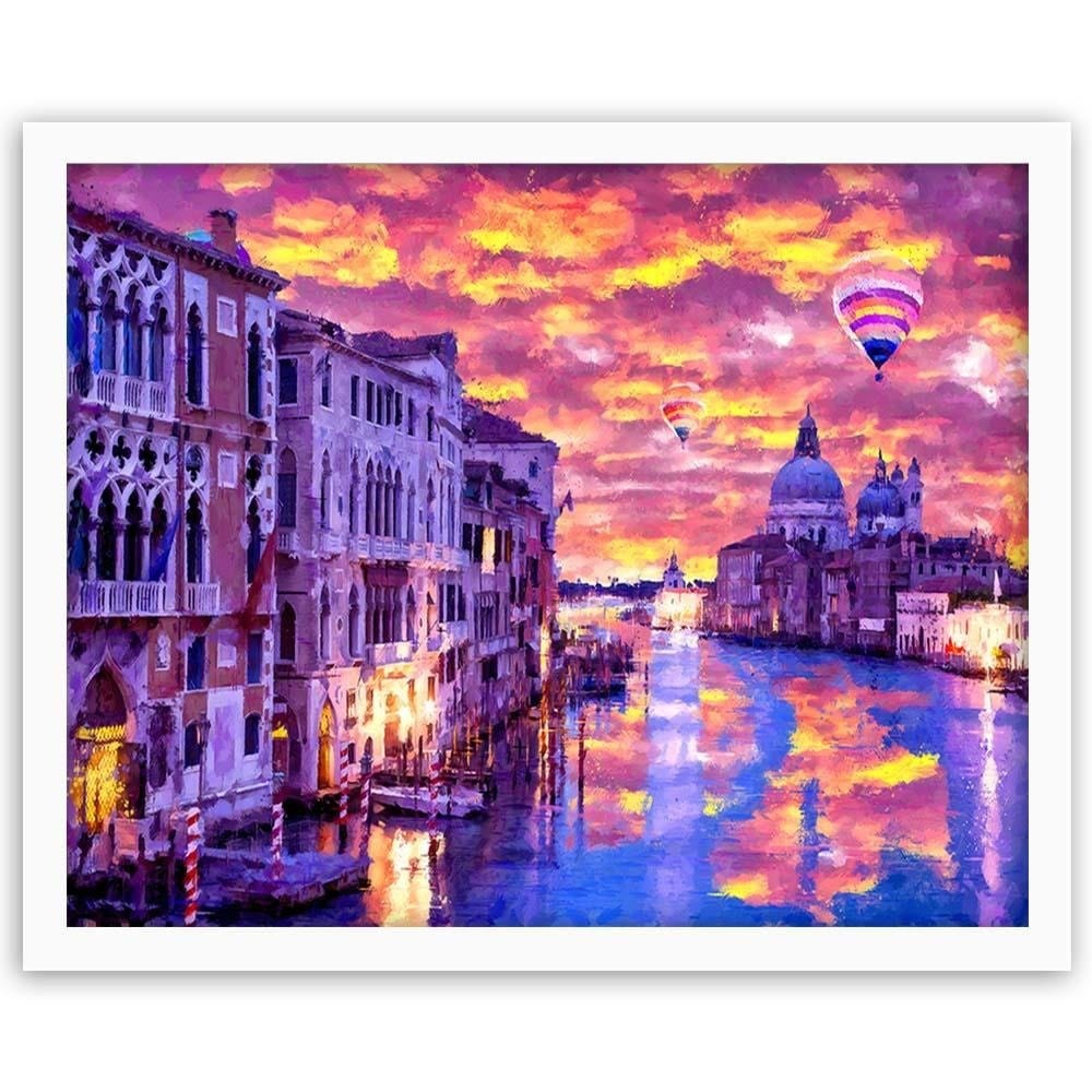 Glezna baltā rāmī - Venice Grand Canal Home Trends DECO
