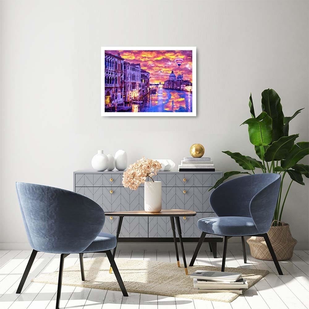 Glezna baltā rāmī - Venice Grand Canal Home Trends DECO
