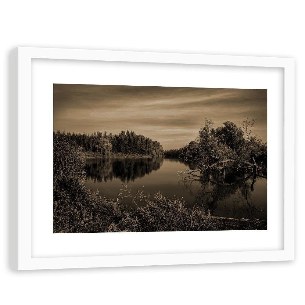 Glezna baltā rāmī - View Of The Lake 1 Home Trends DECO