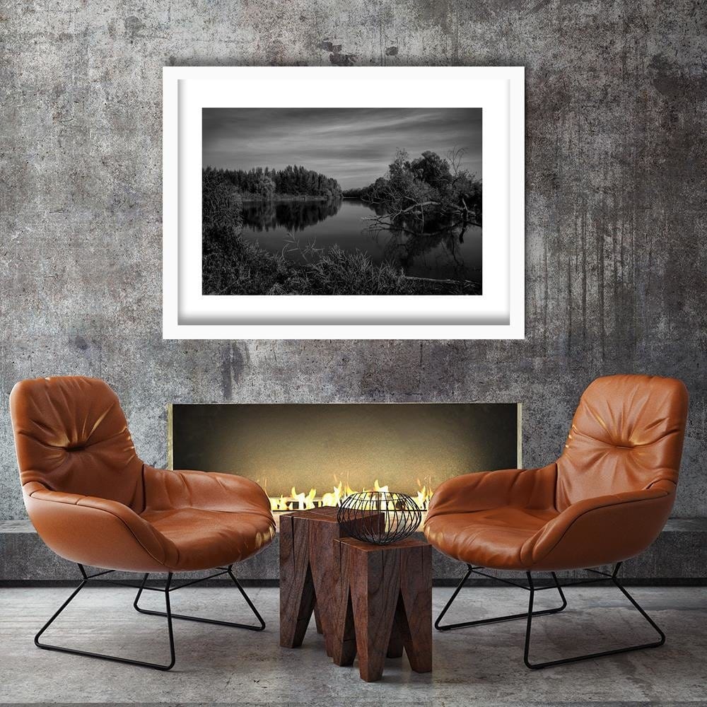 Glezna baltā rāmī - View Of The Lake 2 Home Trends DECO