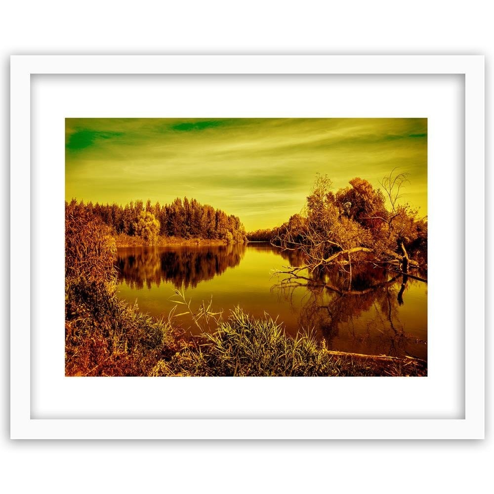 Glezna baltā rāmī - View Of The Lake 3 Home Trends DECO