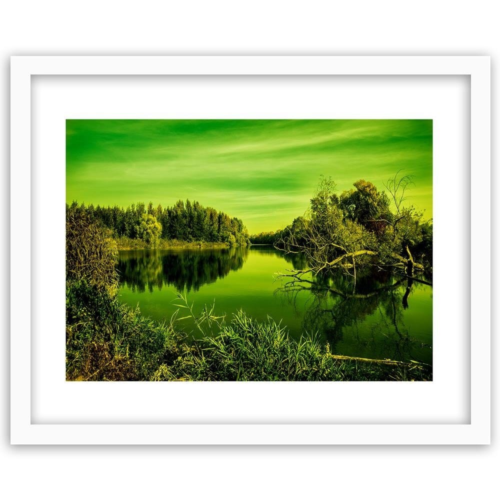 Glezna baltā rāmī - View Of The Lake 4 Home Trends DECO
