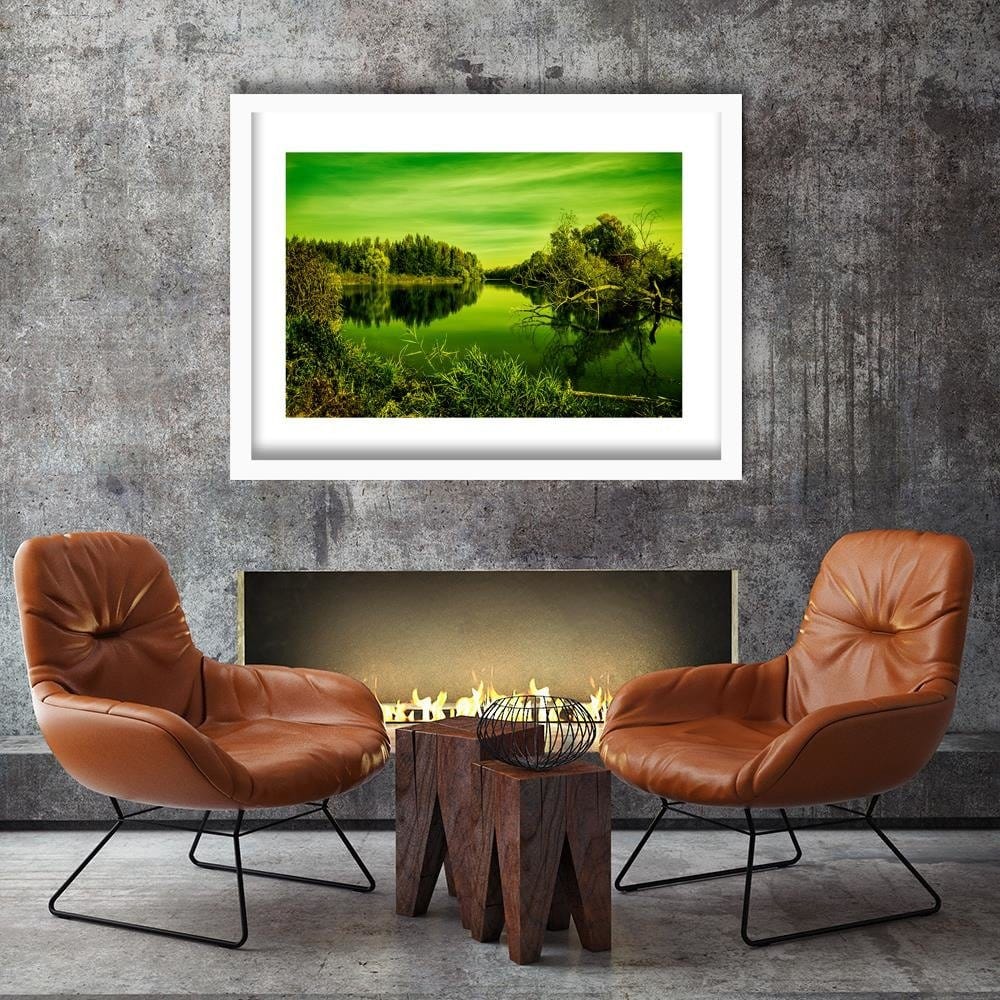 Glezna baltā rāmī - View Of The Lake 4 Home Trends DECO