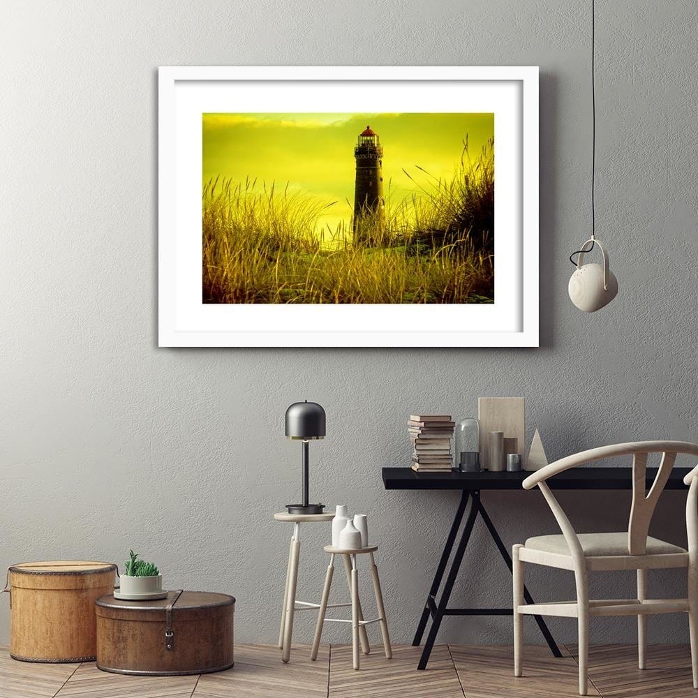 Glezna baltā rāmī - View Of The Lighthouse Home Trends DECO