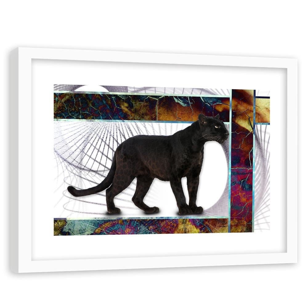 Glezna baltā rāmī - Vigilant Panther Home Trends DECO