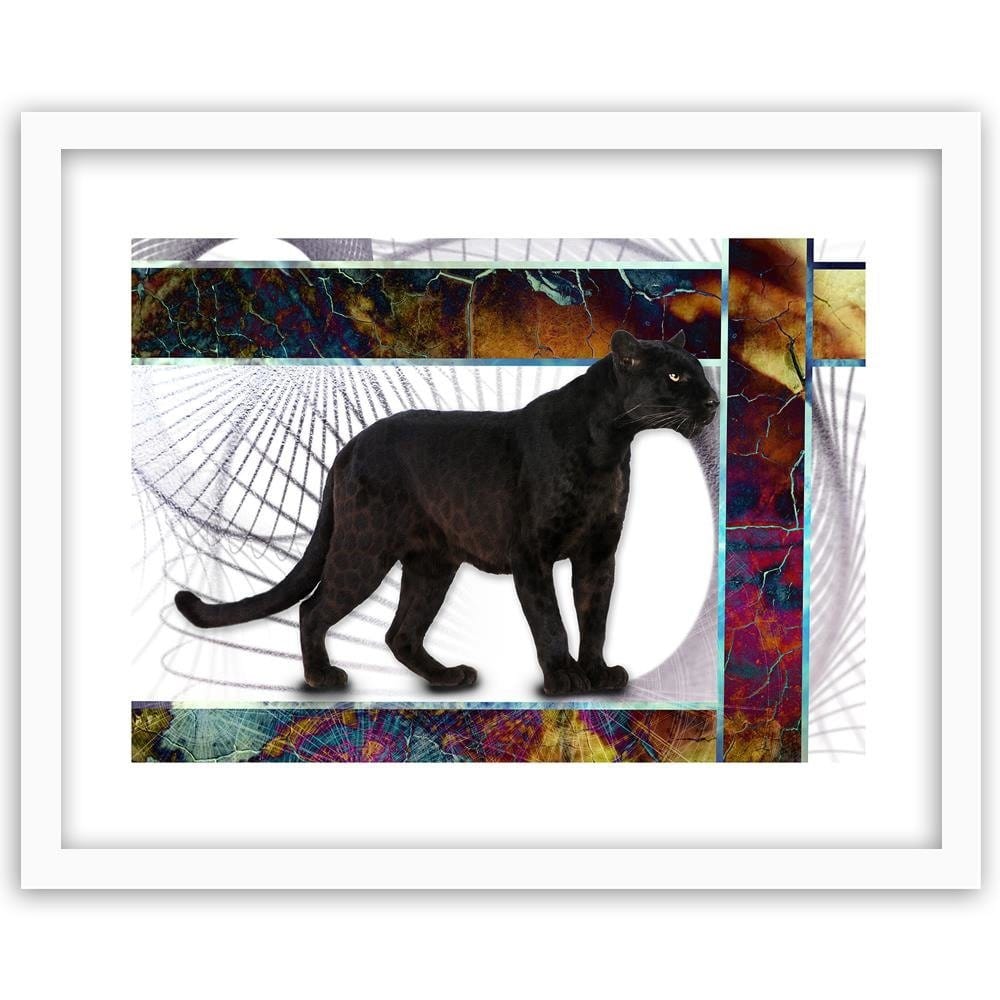 Glezna baltā rāmī - Vigilant Panther Home Trends DECO