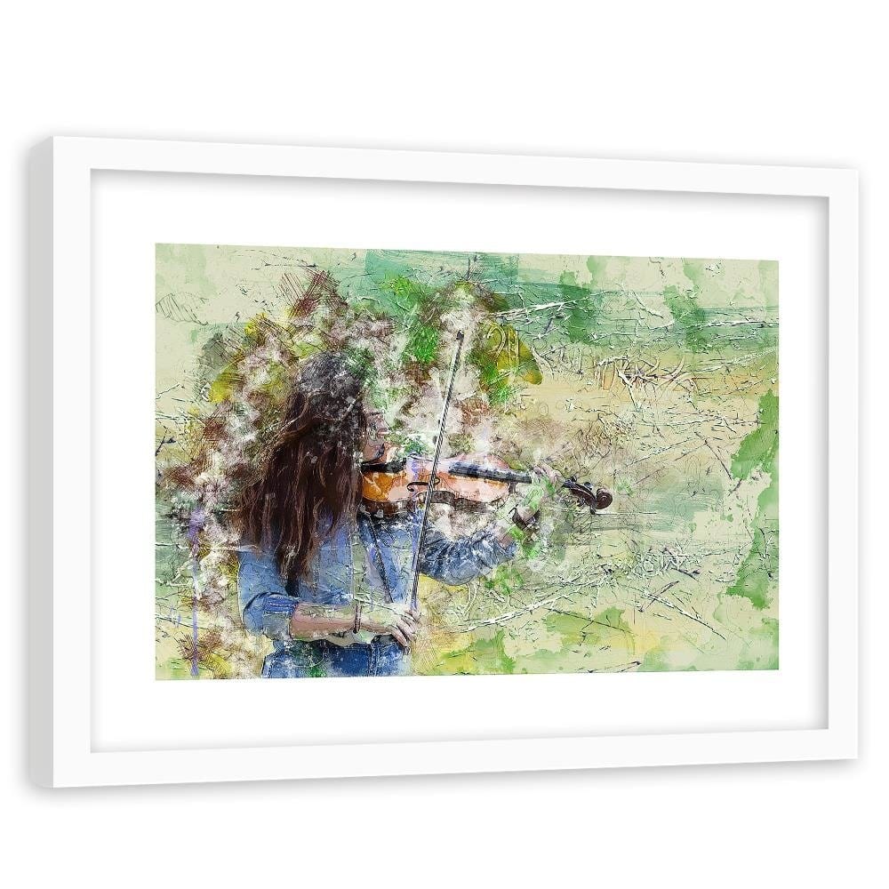 Glezna baltā rāmī - Violinist Abstraction Home Trends DECO