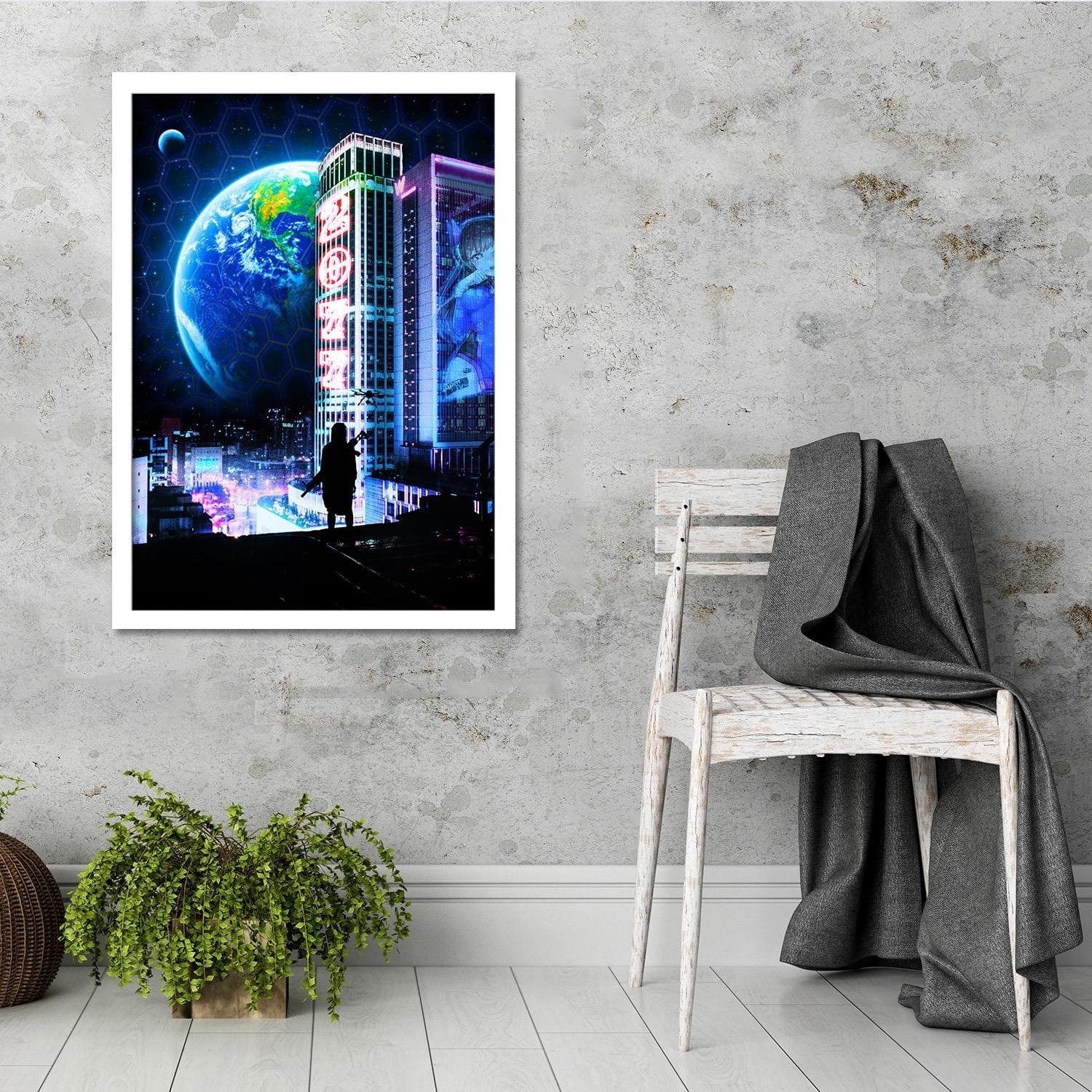 Glezna baltā rāmī - Visual Art Blue Home Trends DECO