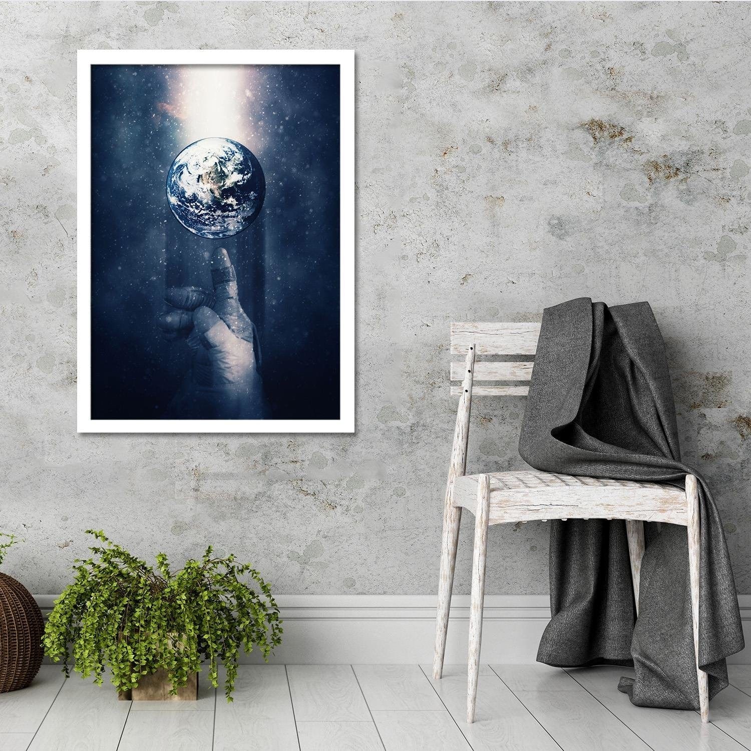 Glezna baltā rāmī - Visual Art Blue Home Trends DECO