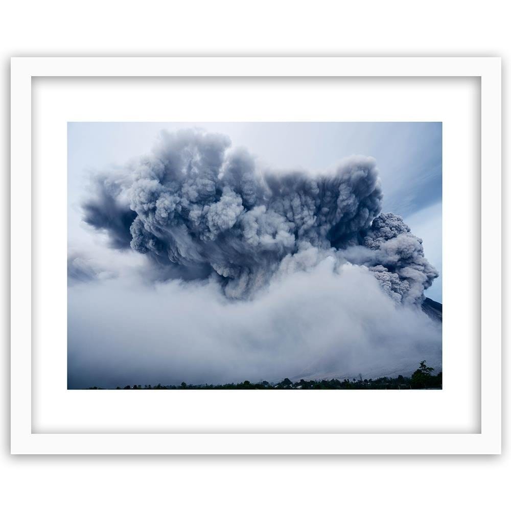 Glezna baltā rāmī - Volcano Explosion Home Trends DECO