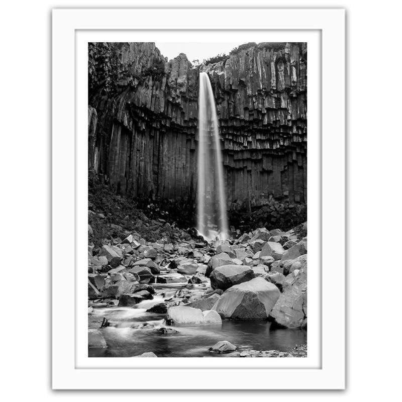 Glezna baltā rāmī - Waterfall among rocks Home Trends DECO