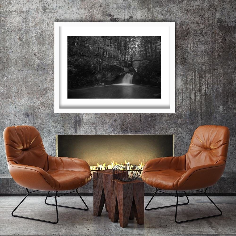 Glezna baltā rāmī - Waterfall And Autumn Trees 2 Home Trends DECO