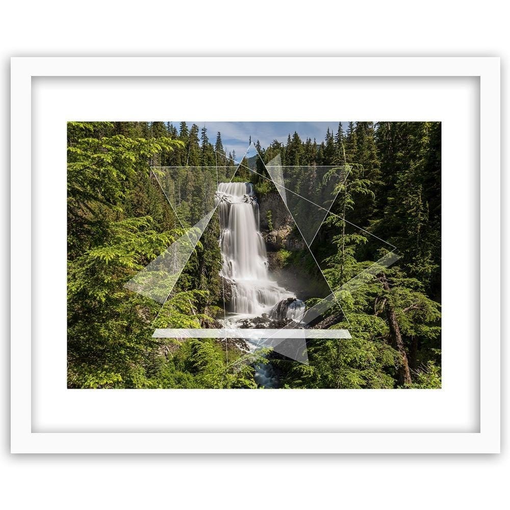 Glezna baltā rāmī - Waterfall And Geometric Figures 1 Home Trends DECO