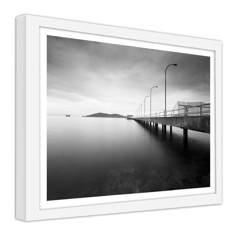Glezna baltā rāmī - Waterfront marina Home Trends DECO