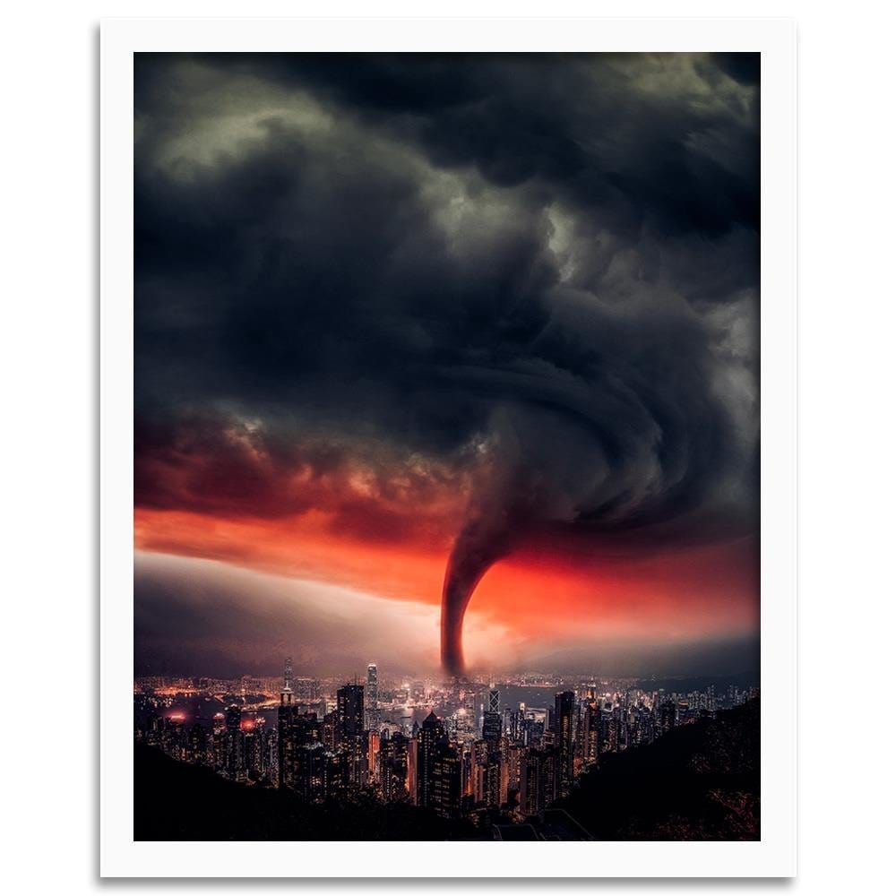 Glezna baltā rāmī - Whirlwind Over The City Home Trends DECO