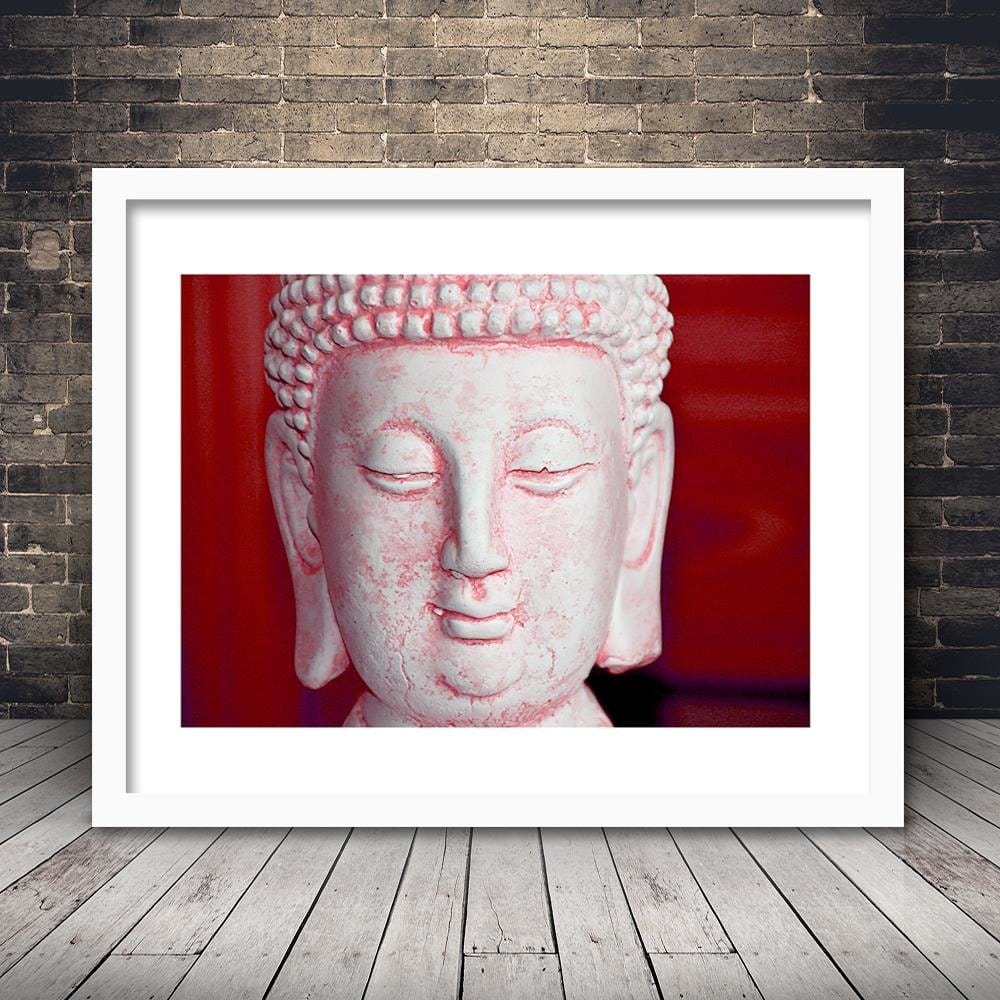 Glezna baltā rāmī - White Buddha Head Home Trends DECO
