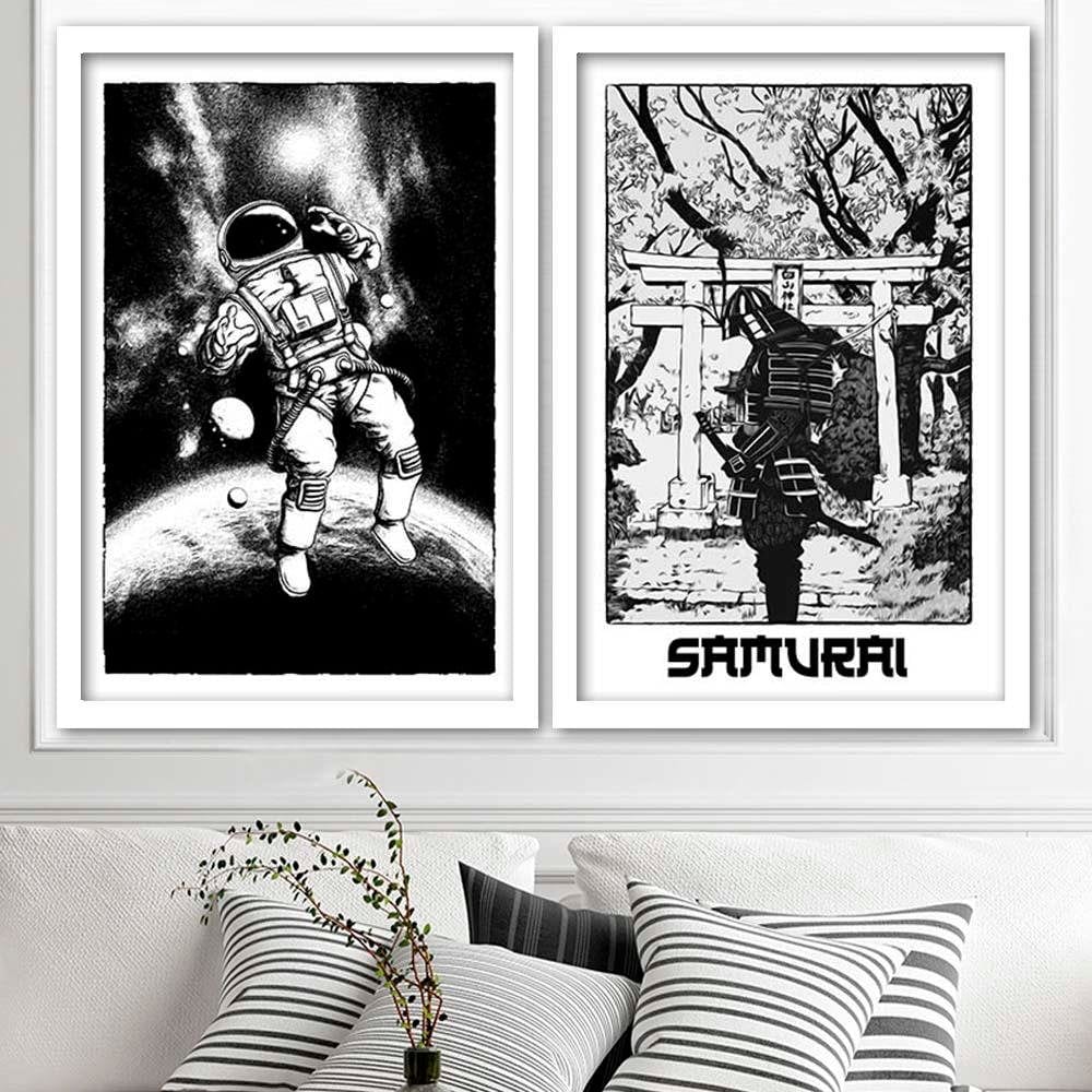 Glezna baltā rāmī - White Cosmonaut Home Trends DECO