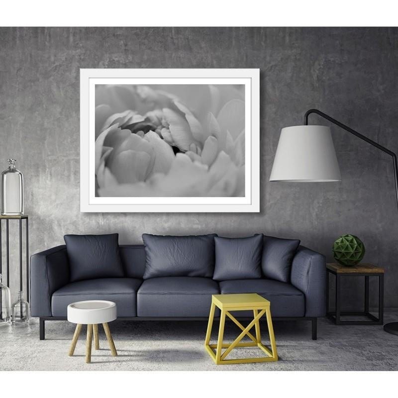 Glezna baltā rāmī - White flowers macro Home Trends DECO