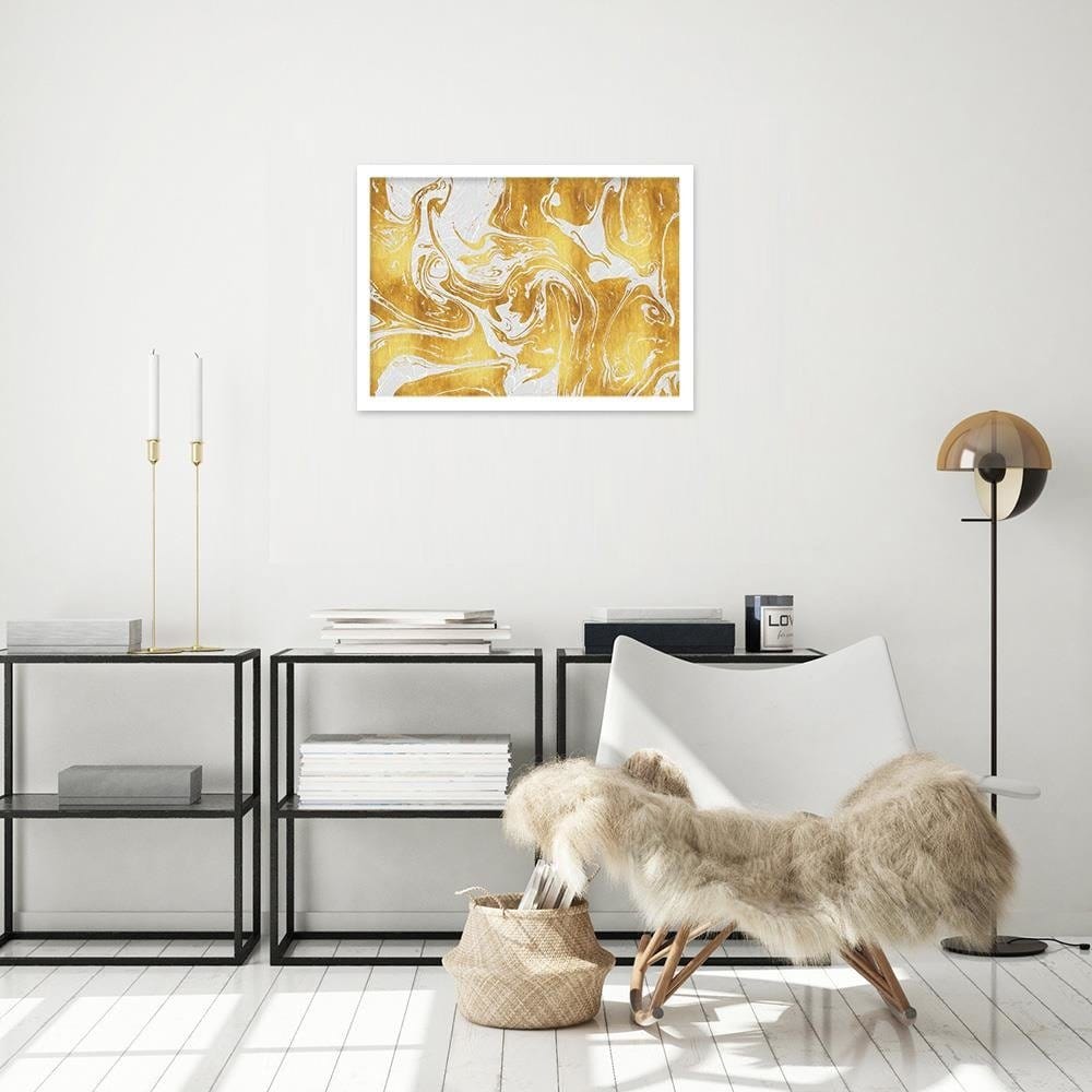 Glezna baltā rāmī - White-Gold Abstraction Home Trends DECO
