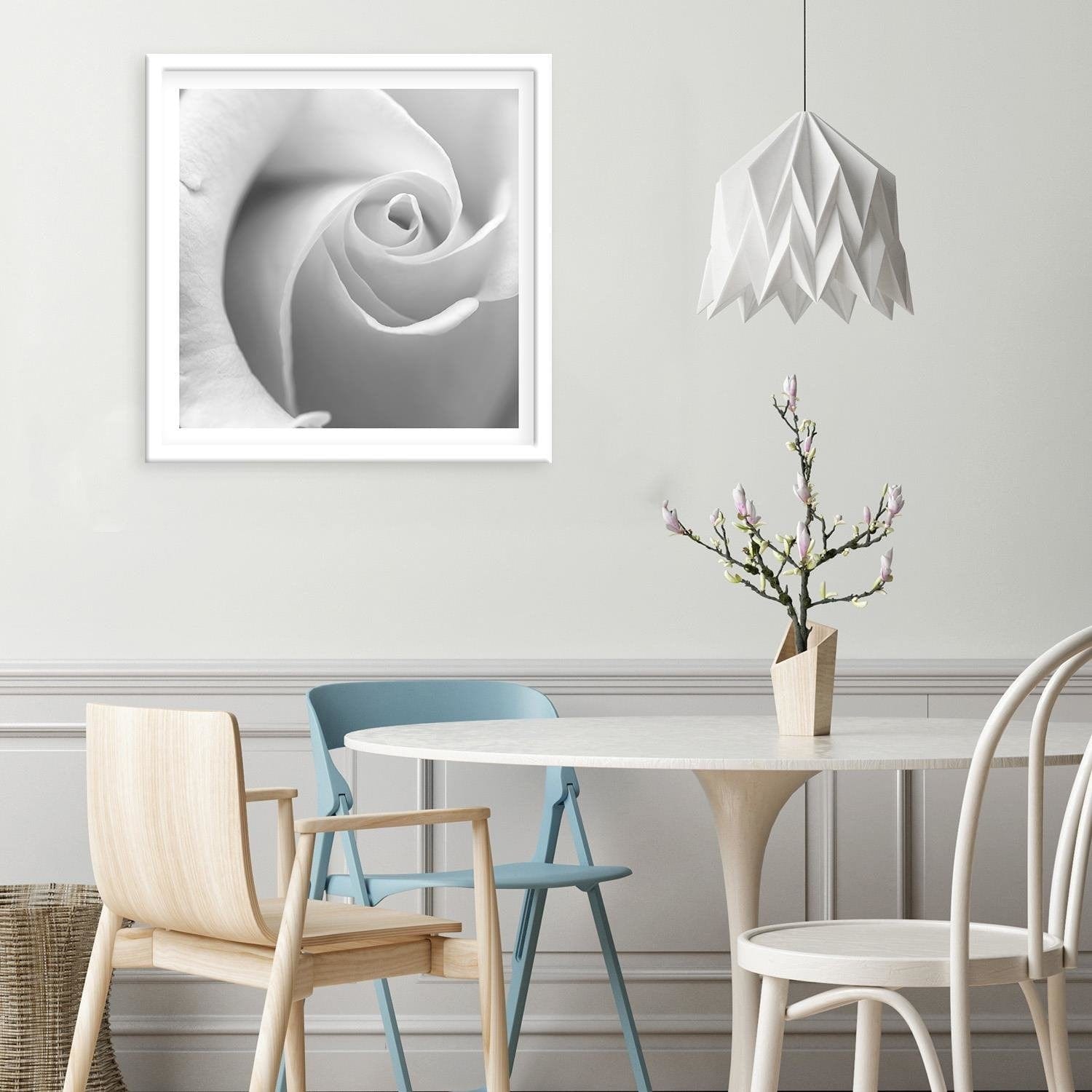 Glezna baltā rāmī - White Rose 3 Home Trends DECO