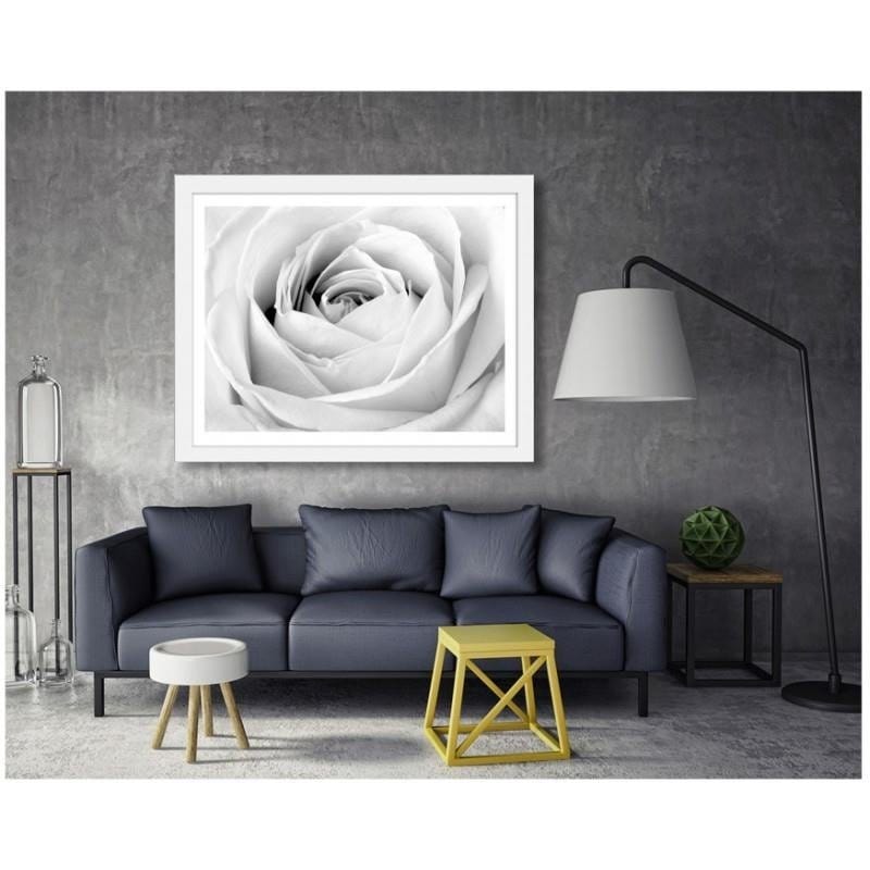 Glezna baltā rāmī - White rose Home Trends DECO