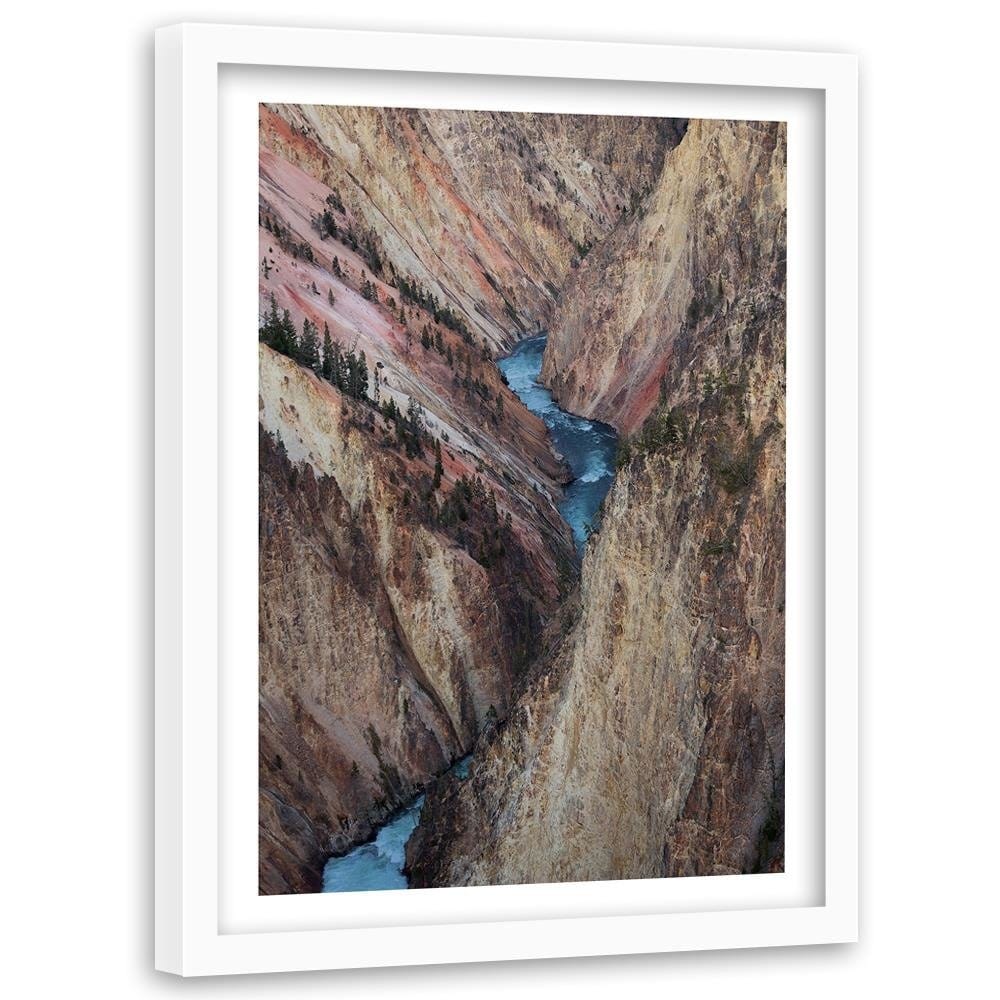 Glezna baltā rāmī - Wild River Among The Rocks Home Trends DECO