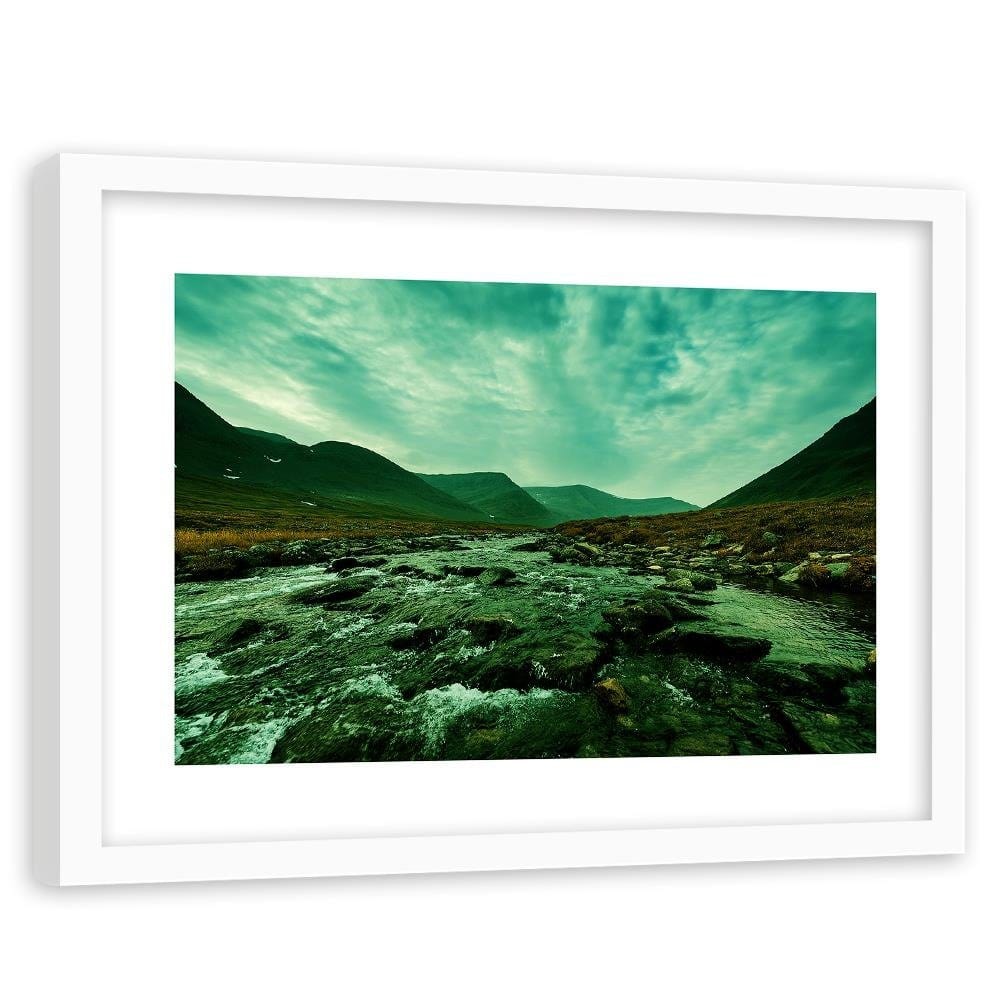 Glezna baltā rāmī - Wild River In The Green Home Trends DECO