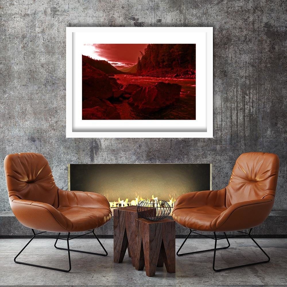 Glezna baltā rāmī - Wild River In The Mountains 4 Home Trends DECO