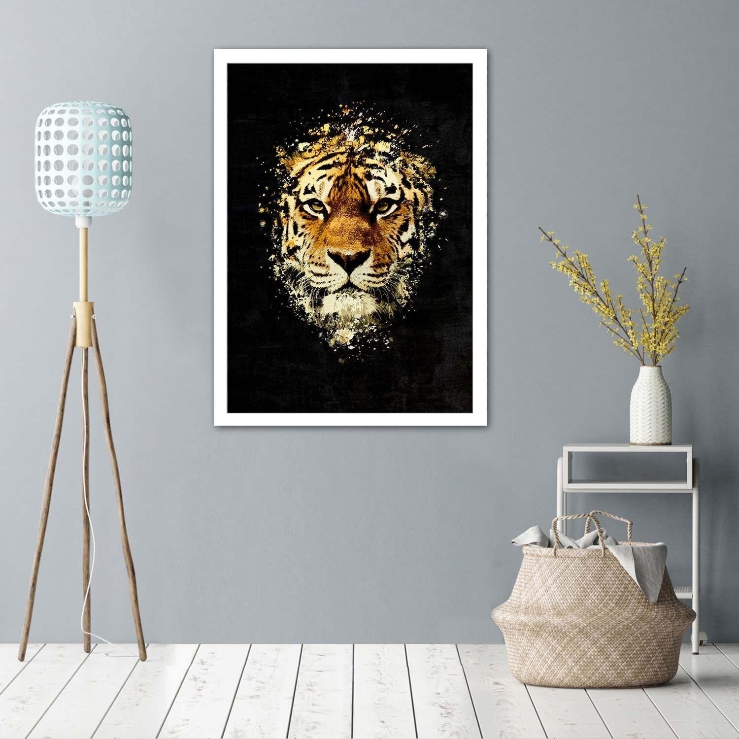 Glezna baltā rāmī - Wild Tiger Home Trends DECO
