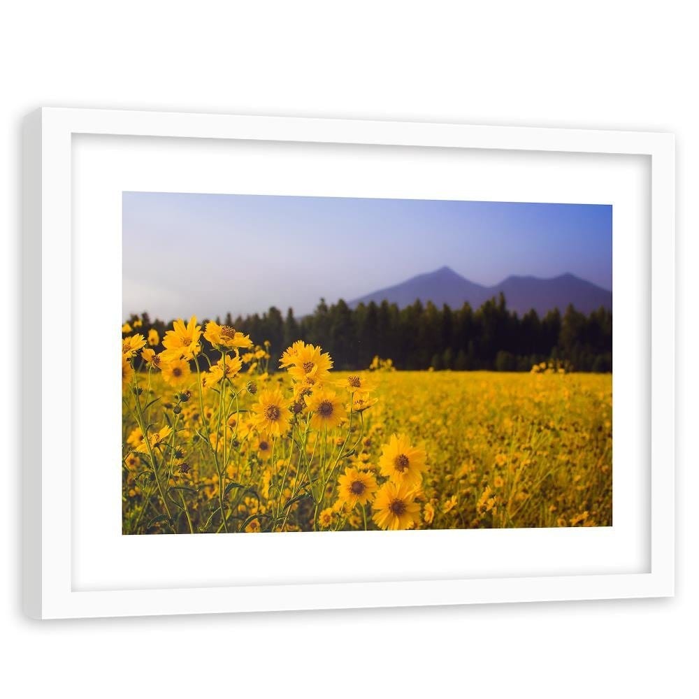 Glezna baltā rāmī - Wild Yellow Flower Home Trends DECO